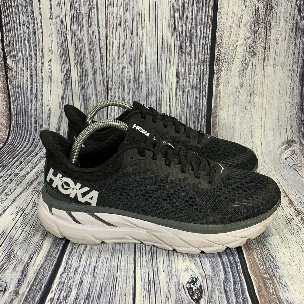 Hoka One One Clifton 7 Black White Sneakers 1110508 Men’s 8.5